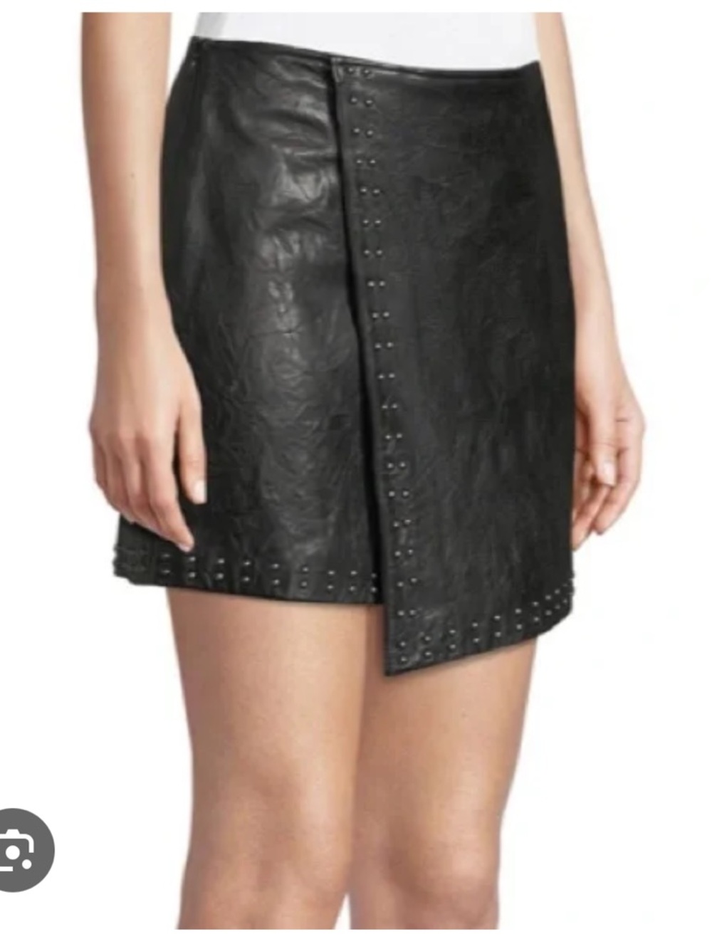Joie Black Leather Studded Asymmetric Skirt